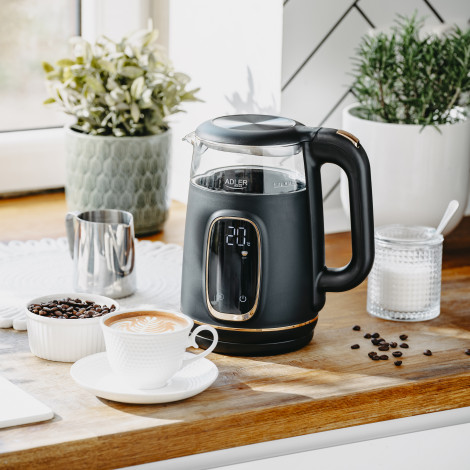 Adler Kettle with LED Display | AD 1305 | Electric | 2200 W | 1.7 L | Plastic | 360 rotational base | Black/Gold