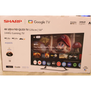 SALE OUT. Sharp 50HR7265E 50" (126cm) QLED 144Hz 4K Ultra HD Google TV, Dolby Vision, Dolby Atmos, Central Stand | Sharp 50HR726