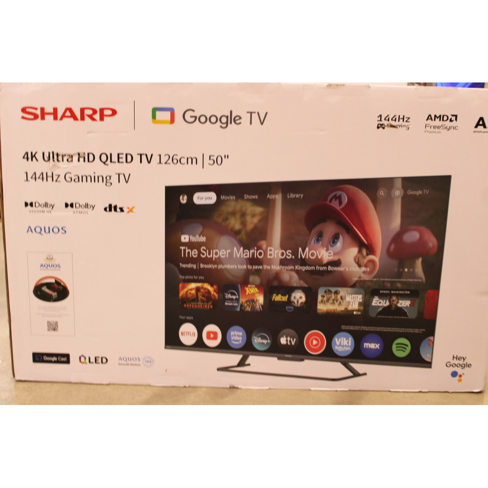 SALE OUT. Sharp 50HR7265E 50" (126cm) QLED 144Hz 4K Ultra HD Google TV, Dolby Vision, Dolby Atmos, Central Stand | Sharp 50HR726