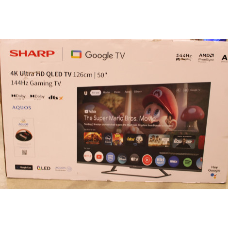 SALE OUT. Sharp 50HR7265E 50" (126cm) QLED 144Hz 4K Ultra HD Google TV, Dolby Vision, Dolby Atmos, Central Stand | Sharp 50HR726