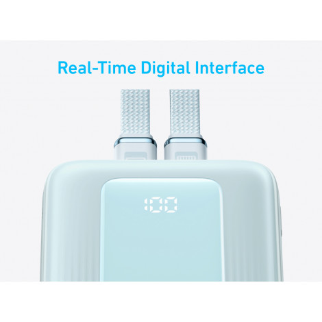 Anker Power Bank with Built-In USB-C and + Lighting Cable | A1680031 | 10000 mAh | 30W | Blue