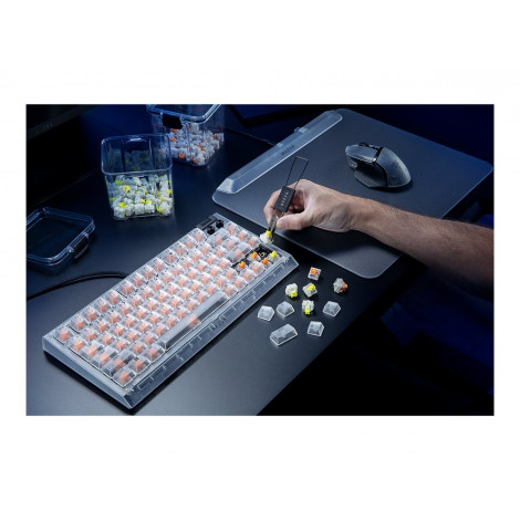 Razer Hot-swappable Mechanical Gaming Keyboard | BlackWidow V4 75% | Gaming Keyboard | Wired | US | Phantom White Edition | USB 