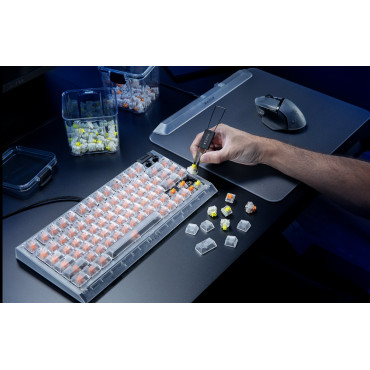 Razer Hot-swappable Mechanical Gaming Keyboard | BlackWidow V4 75% | Gaming Keyboard | Wired | US | Phantom White Edition | USB 