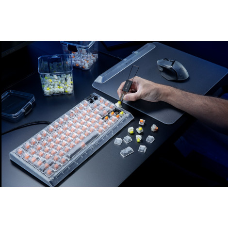Razer Hot-swappable Mechanical Gaming Keyboard | BlackWidow V4 75% | Gaming Keyboard | Wired | US | Phantom White Edition | USB 
