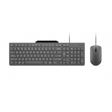 Lenovo Accessories 310 USB-A Wired Combo - US English | Lenovo Keyboard and Mouse | Wired with Phone holder | EN
