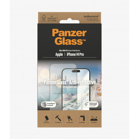 PanzerGlass | Screen protector | Apple | iPhone 14 Pro | Glass | Clear | Ultra-Wide Fit Easy installation Privacy Filter Fingerp