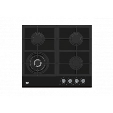 BEKO Hob | HILW64235S | Gas | Number of burners/cooking zones 4 | Rotary knobs | Black