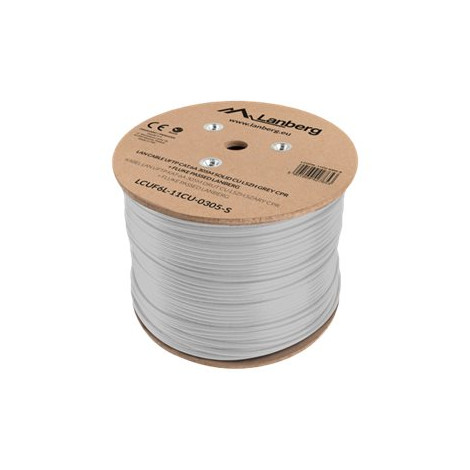 Lanberg | LAN Cable CAT.6A UFTP 305M Solid CU LSZH Grey CPR + Fluke Passed | LCUF6L-11CU-0305-S