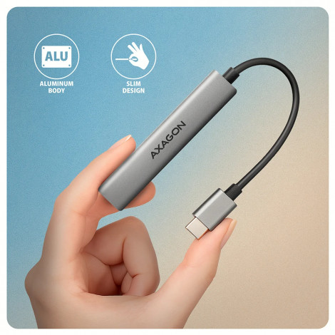 AXAGON ALU STRIP USB-C 4 port hub | HUE-STC