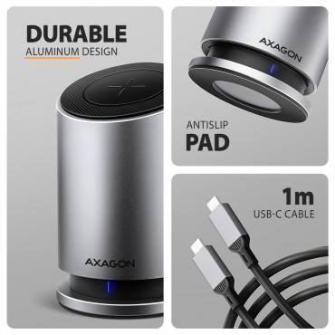 AXAGON USB-C 10Gbps Wireless Charging 9in1 hub | HMC-WL9