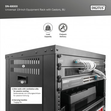 Digitus Universal 19-Inch Equipment Rack with Castors, 8U | DN-48000