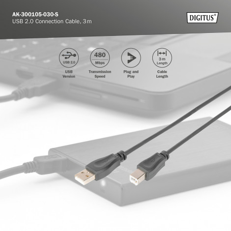 Digitus USB 2.0 Connection Cable | AK-300105-030-S