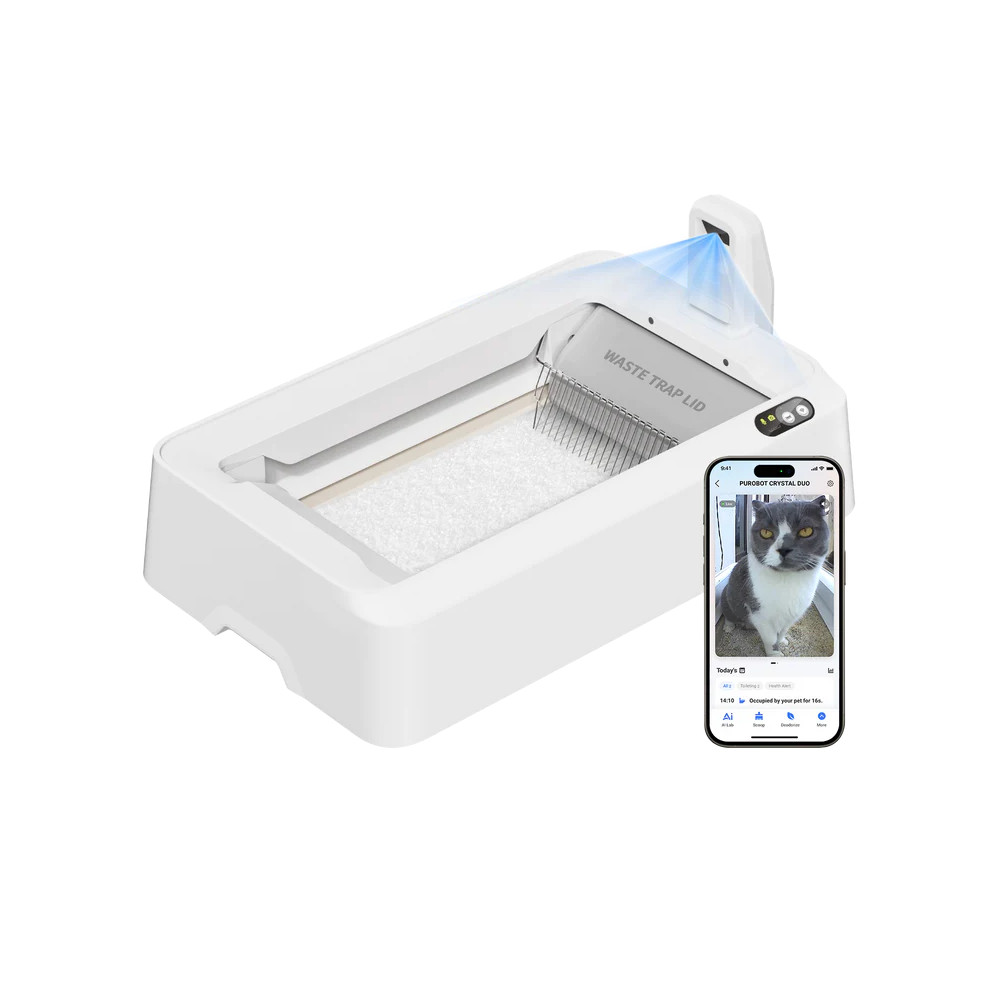 PETKIT Purobot Crystal Duo with Camera Self-Cleaning Cat Litter Box | White