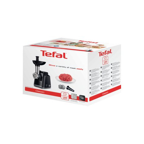 TEFAL | Meat mincer | NE105838 | Black | 1400 W | Number of speeds 1 | Throughput (kg/min) 1.7 | The set includes 3 stainless st