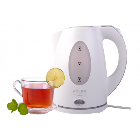 Adler | Kettle | AD 1207 | Standard | 2000 W | 1.5 L | Plastic | 360 rotational base | White