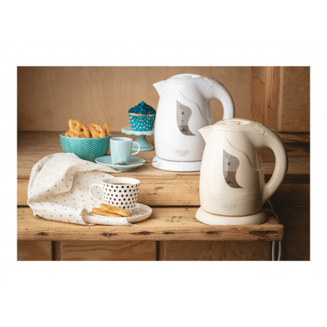 Adler | Kettle | AD 08 | Standard | 850 W | 1 L | Plastic | 360 rotational base | White