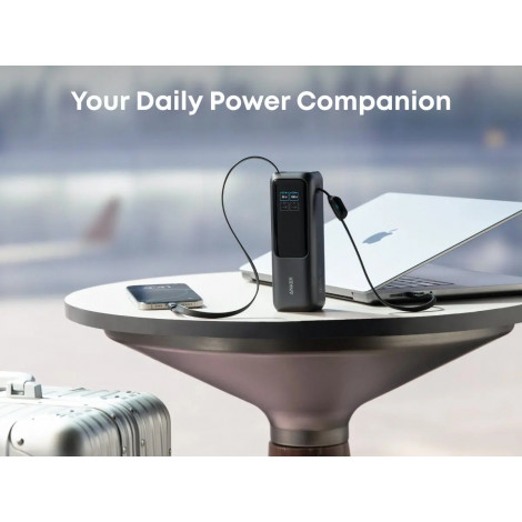 Anker Zolo Powerbank | A1695H11 | 25000 mAh | Built-In USB-C and Retractable Cable) | Grey