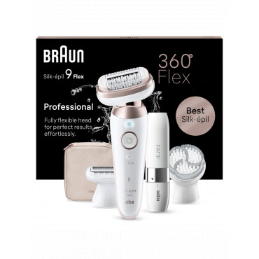 Braun Epilator | SES9-360 Silk épil 9 Flex 3D | Operating time (max) 50 min | Number of power levels 1 | Wet & Dry | White/Rose