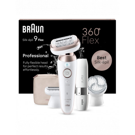 Braun Epilator | SES9-360 Silk épil 9 Flex 3D | Operating time (max) 50 min | Number of power levels 1 | Wet & Dry | White/Rose
