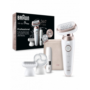 Braun Epilator | SES9-360 Silk épil 9 Flex 3D | Operating time (max) 50 min | Number of power levels 1 | Wet & Dry | White/Rose