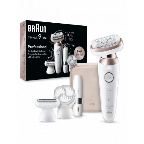 Braun Epilator | SES9-360 Silk épil 9 Flex 3D | Operating time (max) 50 min | Number of power levels 1 | Wet & Dry | White/Rose