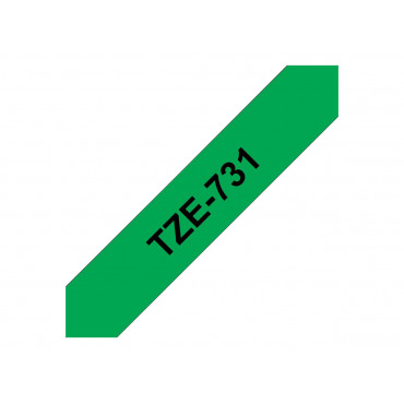 Brother | TZe-731 Laminated Tape | Black on Green | TZe | 8 m | 1.2 cm