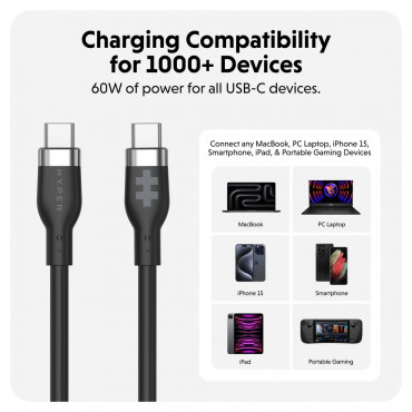 Hyper HyperJuice USB-C Silicone Charging Cable | HJ4011BKGL