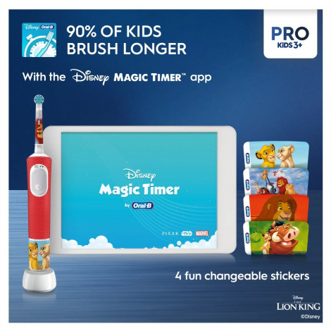 Braun | Electric Toothbrush | Vitality PRO Kids 3+ Lion King | Rechargeable | For children | Number of brush heads included 1 | 