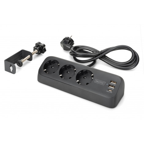 Digitus 3-way office socket strip with 2x USB-A and 1x USB-C connections | DA-70625