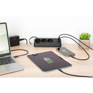 Digitus 3-way office socket strip with 2x USB-A and 1x USB-C connections | DA-70625