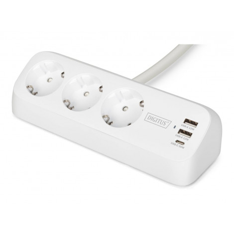 Digitus 3-way office socket strip with 2x USB-A and 1x USB-C connections | DA-70626