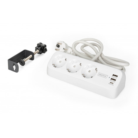 Digitus 3-way office socket strip with 2x USB-A and 1x USB-C connections | DA-70626