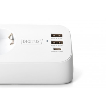 Digitus 3-way office socket strip with 2x USB-A and 1x USB-C connections | DA-70626