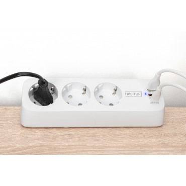 Digitus 3-way office socket strip with 2x USB-A and 1x USB-C connections | DA-70626