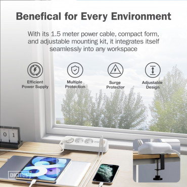 Digitus 3-way office socket strip with 2x USB-A and 1x USB-C connections | DA-70626