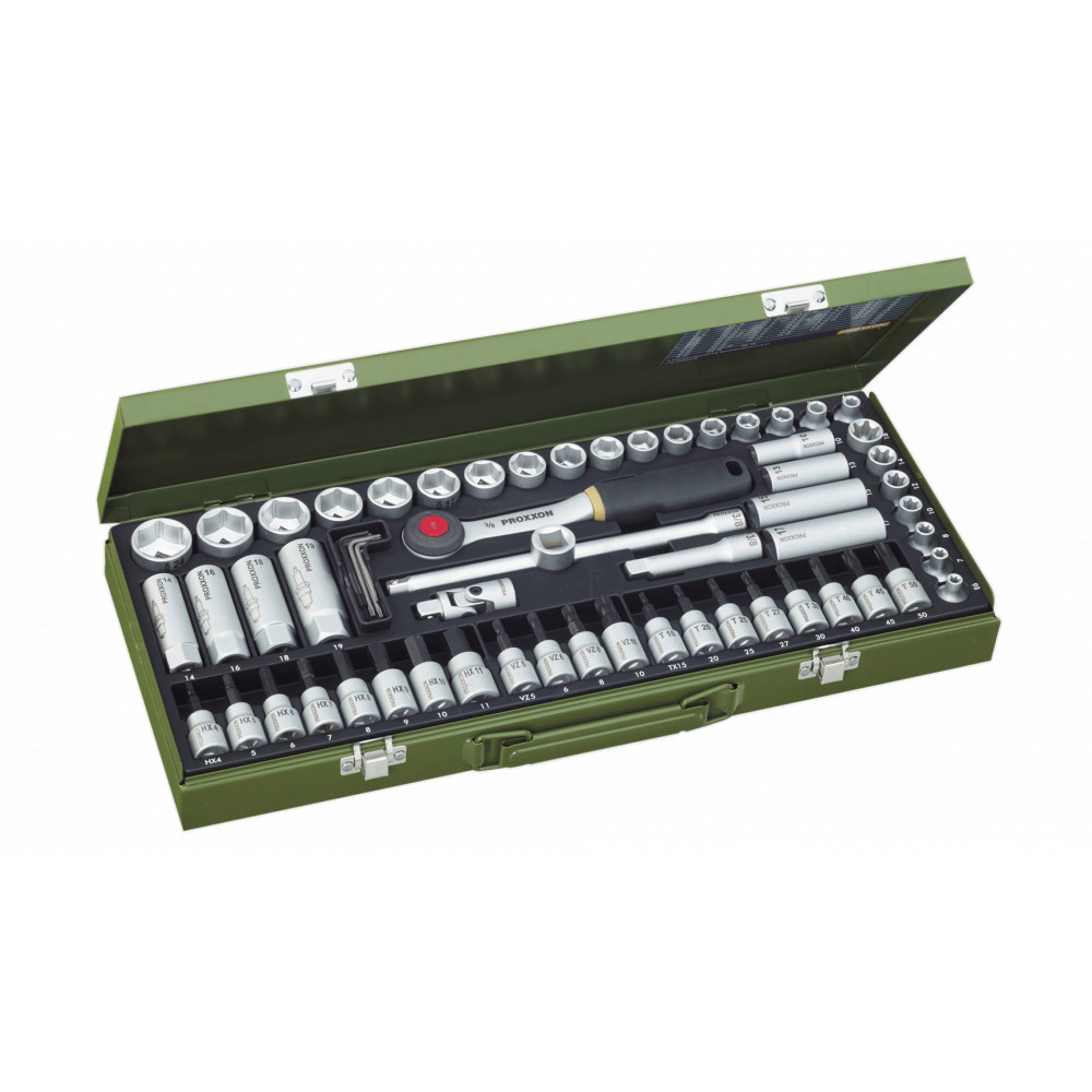 Proxxon | Socket and Ratchet Set, 3/8" | 65 pc(s)