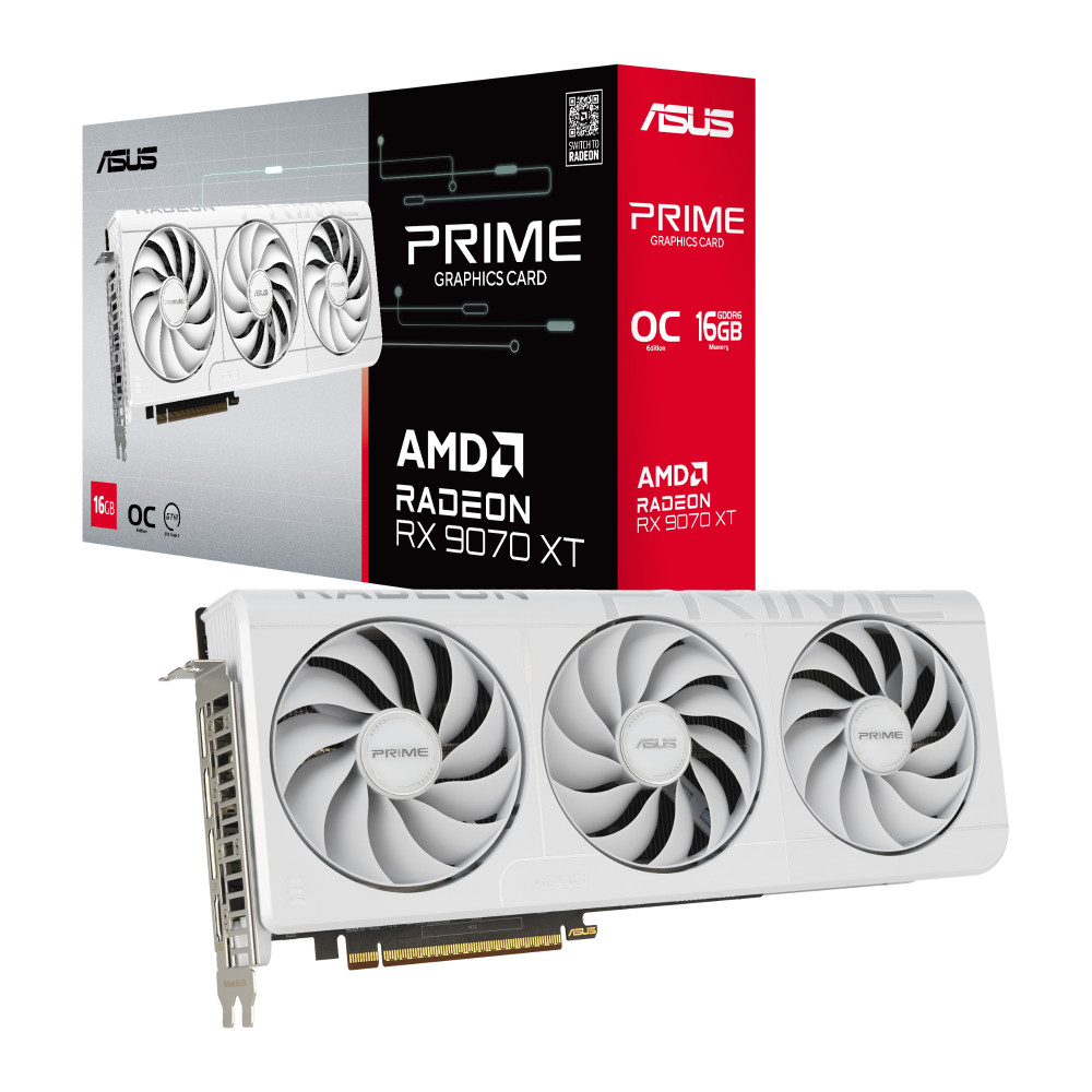 Asus Prime Radeon RX 9070 XT White OC Edition 16GB GDDR6 | AMD | 16 GB | Radeon RX 9070 XT | GDDR6 | HDMI ports quantity 1 | PCI