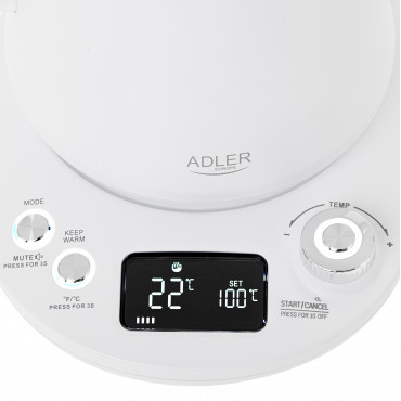 Adler | Kettle | AD 1349w | Electric | 1100 W | 1 L | Stainless Steel | 360 rotational base | White