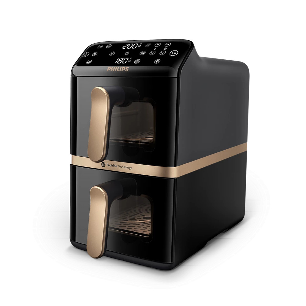 Philips Dual Basket Airfryer | NA462/70 4000 Series | Power 2750 W | Capacity 10 L | Rapid Air technology | Black