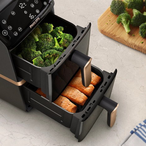 Philips Dual Basket Airfryer | NA462/70 4000 Series | Power 2750 W | Capacity 10 L | Rapid Air technology | Black