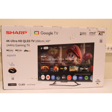 SALE OUT. Sharp 43HR7265E | 43 | Smart TV | Google TV | Black | DAMAGED PACKAGING