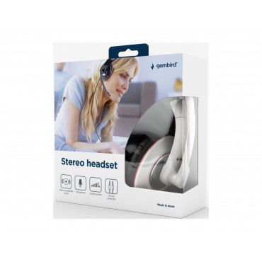 Gembird | MHS-001-GW | Stereo headset | Built-in microphone | 3.5 mm | Glossy white