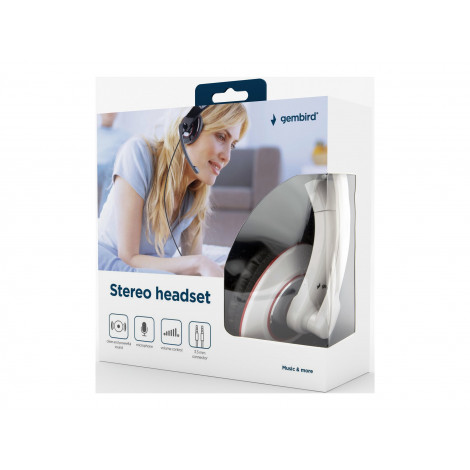 Gembird | MHS-001-GW | Stereo headset | Built-in microphone | 3.5 mm | Glossy white