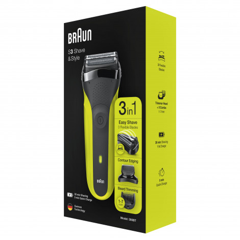 Braun | Shaver | Series 3 Shave&Style 300BT | Operating time (max) 30 min | NiMH | Black/Green
