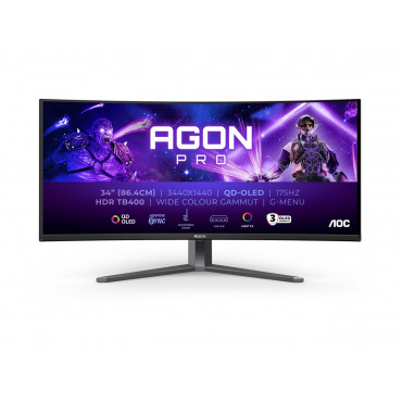 AOC | AGON PRO AG346UCD | 34 " | OLED | WQHD | 21:9 | 175 Hz | 0.03 ms | 3440 x 1440 pixels | 250 cd/m | HDMI ports quantity 2