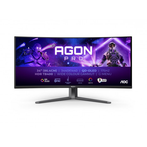 AOC | AGON PRO AG346UCD | 34 " | OLED | WQHD | 21:9 | 175 Hz | 0.03 ms | 3440 x 1440 pixels | 250 cd/m | HDMI ports quantity 2