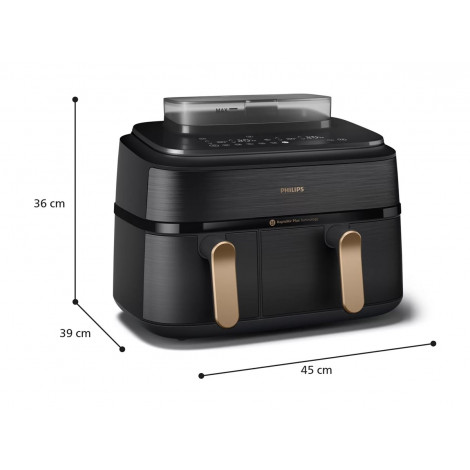 Philips Dual Steam Air Fryer | NA552/00 5000 Series | Power 2750 W | Capacity 9 L | RapidAir Plus | Black