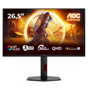 AOC Q27G4SDR | 27 " | QD-OLED | QHD | 16:9 | 360 Hz | 0.03 ms | 2560 x 1440 pixels | 1000 cd/m | HDMI ports quantity 2 | Black