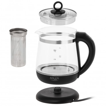 Adler Kettle | AD 1299 | Electric | 2200 W | 1.5 L | Glass | 360 rotational base | Black