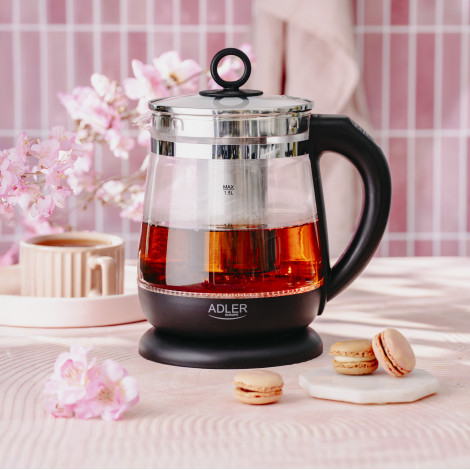 Adler Kettle | AD 1299 | Electric | 2200 W | 1.5 L | Glass | 360 rotational base | Black